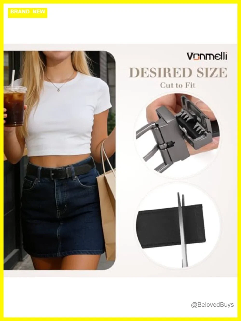 Women's Reversible Faux Leather Belt for Jeans Pants Dress, Trim to Fit